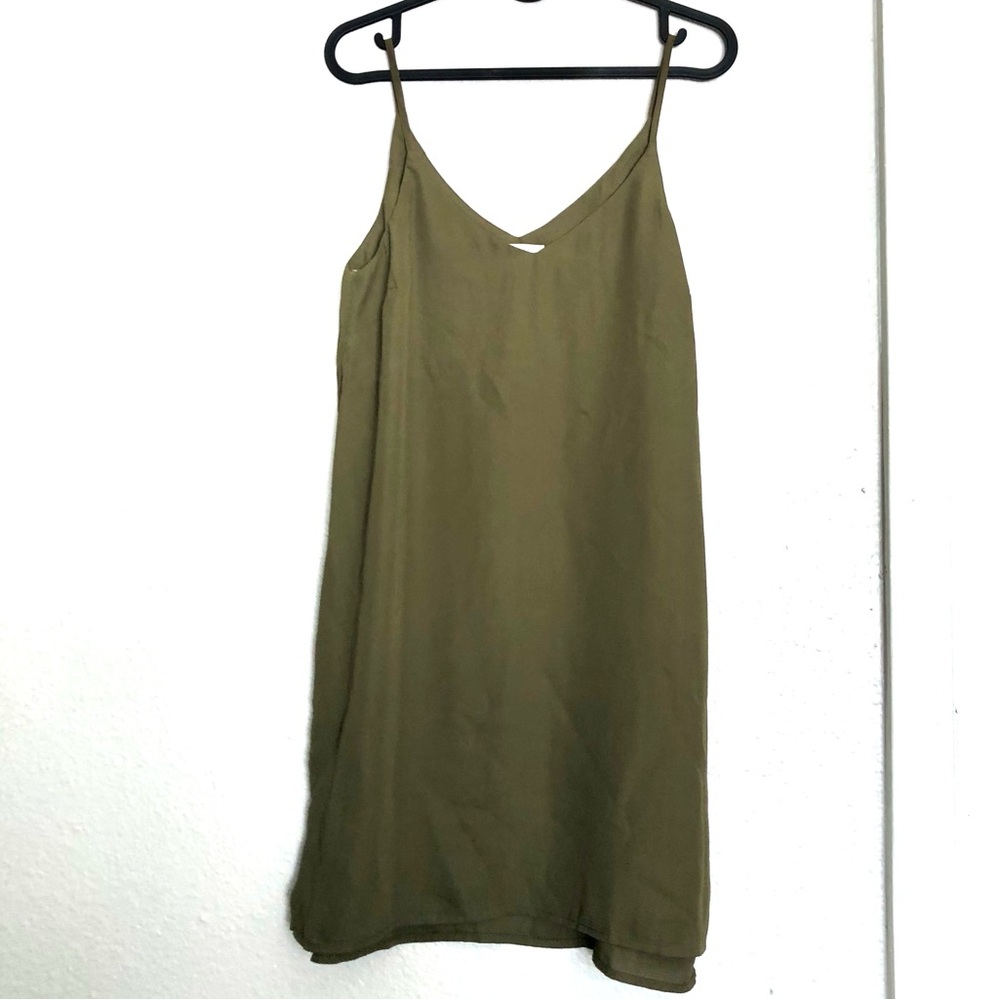 NWOT Meraki Olive Green Slip-on Dress With Slit On Sides